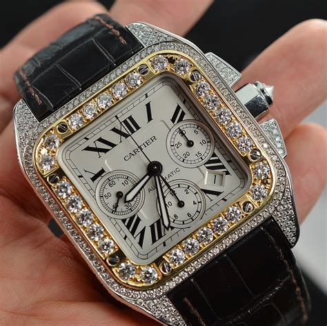 cartier gold watch diamonds|cartier watches with diamonds price.